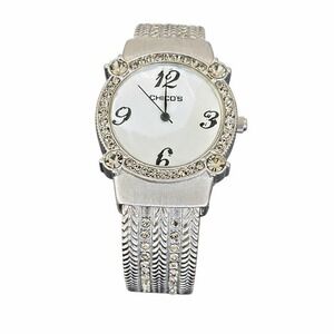 Chico's Silver Rhinestone Bracelet Watch White Dial Japan Movement Women's